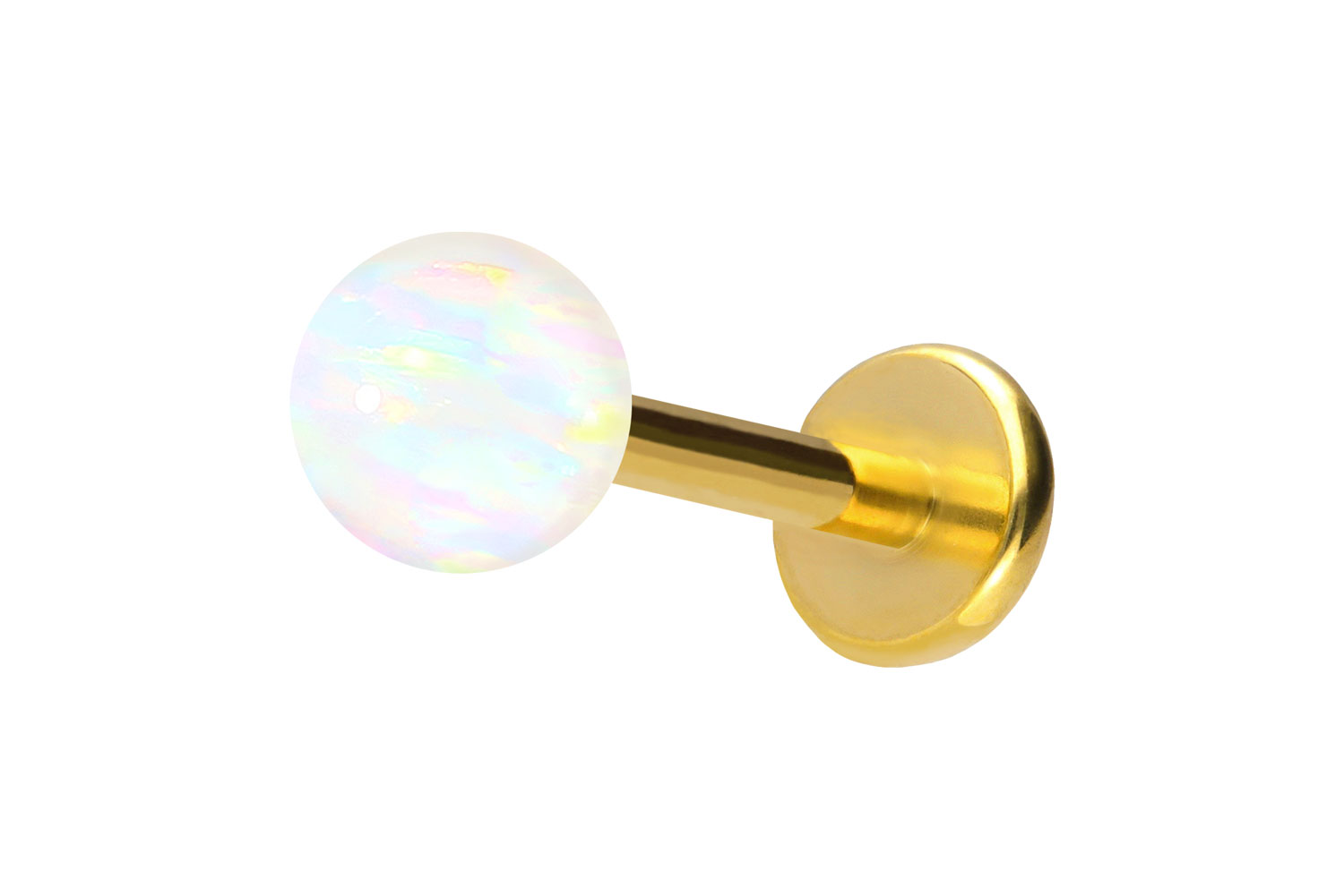 Titan Labret Piercing mit Push Fit SYNTHETISCHER OPAL